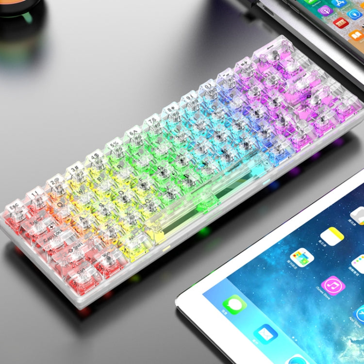 Sandsberg | XUNFOX K30 Pro 2.4G + BT + Verdrahtet Transparent 61-Tasten Mechanische Weiße Achse Tastatur (Weiß)