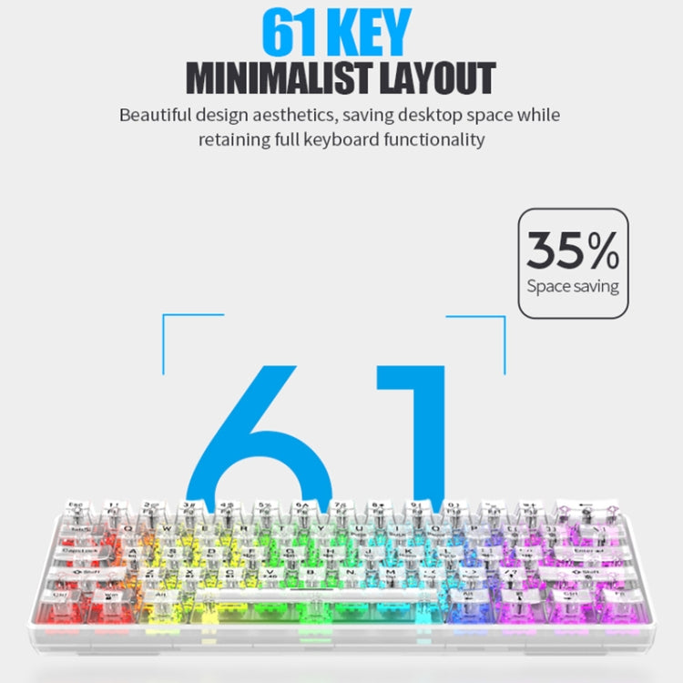 Sandsberg | XUNFOX K30 Pro 2.4G + BT + Verdrahtet Transparent 61-Tasten Mechanische Weiße Achse Tastatur (Weiß)