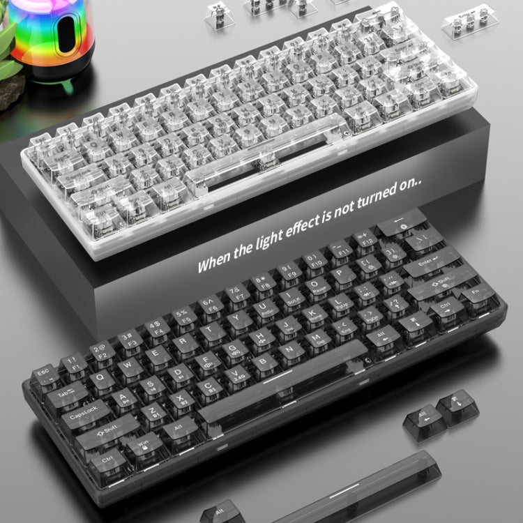 Sandsberg | XUNFOX K30 Pro 2.4G + BT + Verdrahtet Transparent 61-Tasten Mechanische Weiße Achse Tastatur (Weiß)