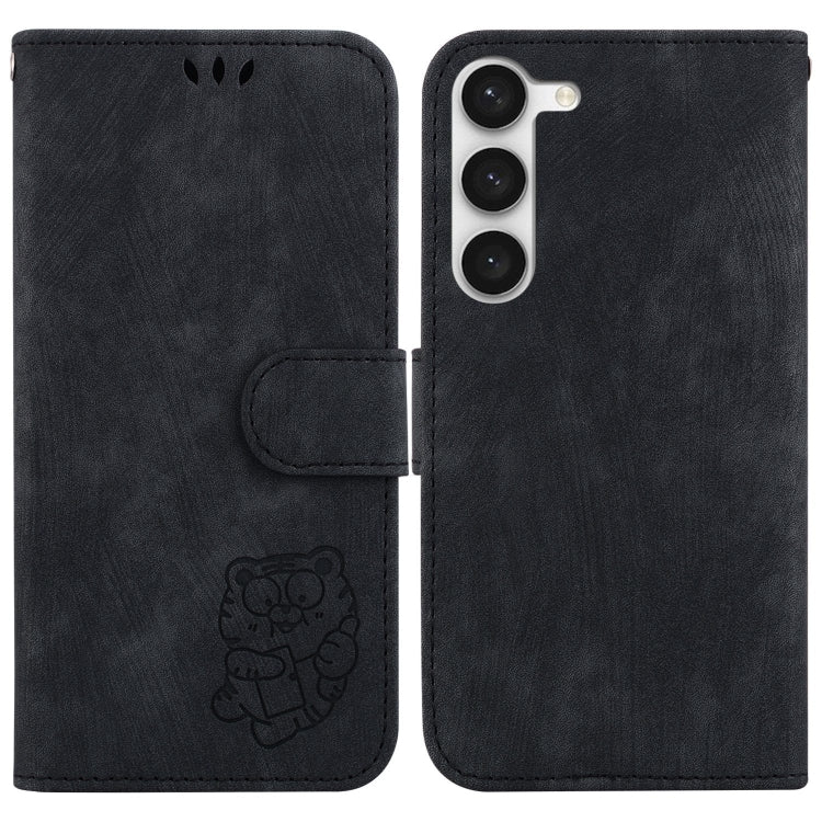 Sandsberg | Für Samsung Galaxy S23 5G Kleine Tiger Prägeleder Handyhülle (Schwarz)