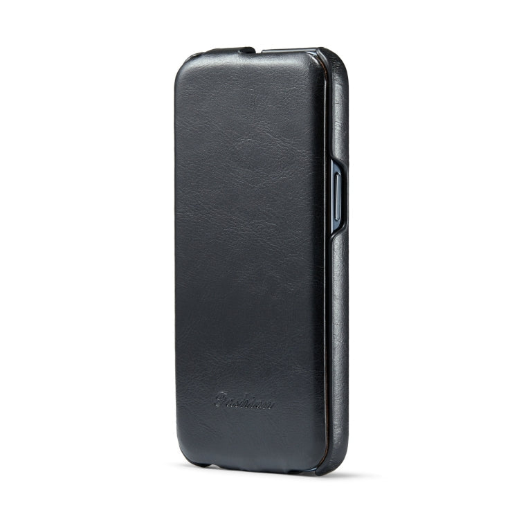 Sandsberg | Für iPhone 15 Pro Max Fierre Shann Oil Wax Textur Vertikale Flip PU Handyhülle (Schwarz)