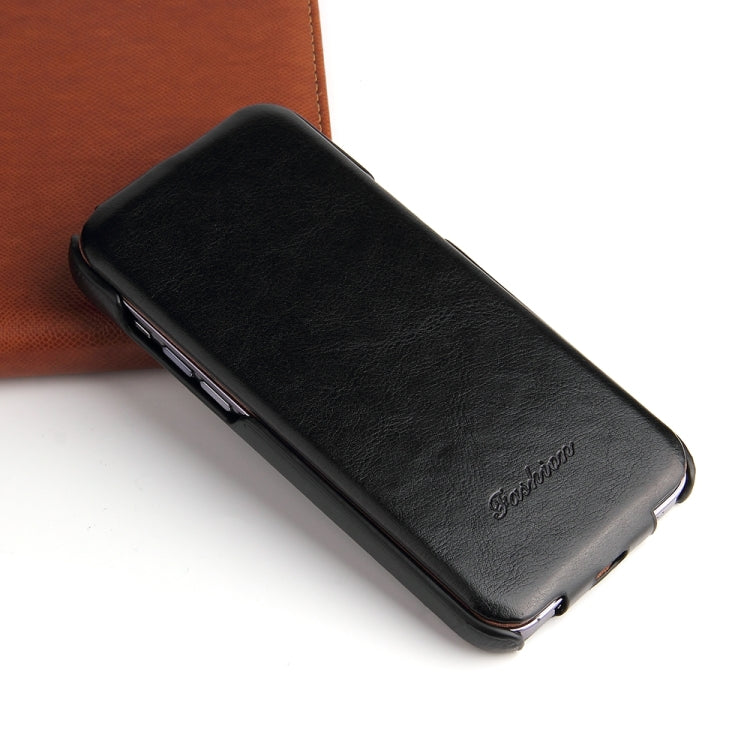 Sandsberg | Für iPhone 15 Pro Max Fierre Shann Oil Wax Textur Vertikale Flip PU Handyhülle (Schwarz)