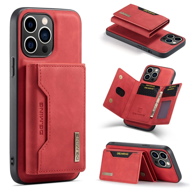 Sandsberg | Für iPhone 15 Pro Max DG.MING M2 Serie 3-Falten Kreditkarten Tasche Geldbörse Leder Handyhülle (Rot)