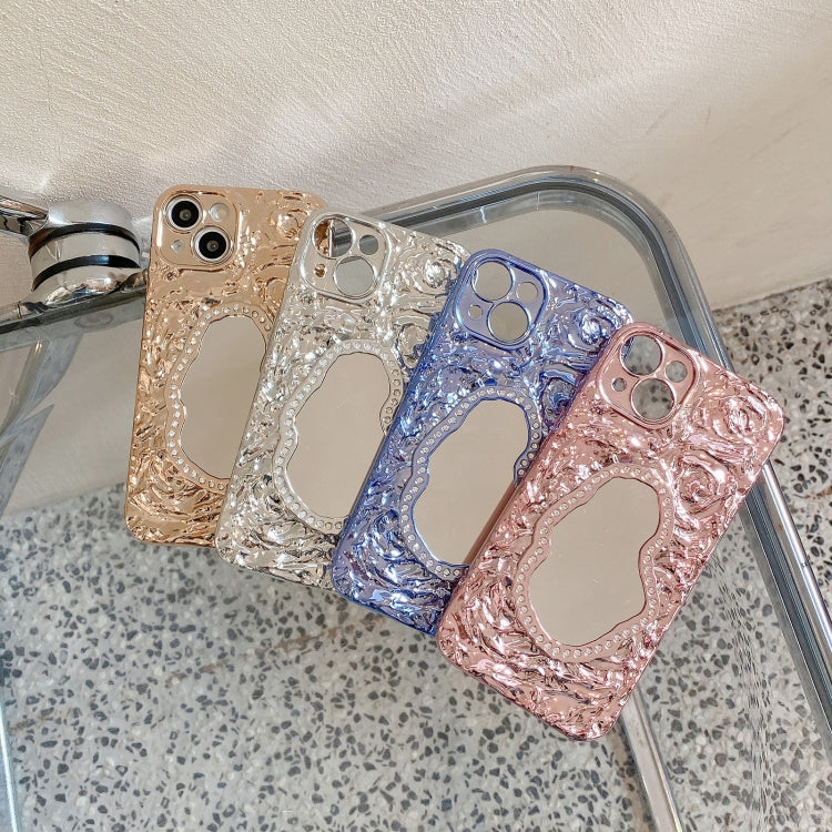 Für iPhone 14 Rose Texture Mirror TPU Handyhülle (Beige)