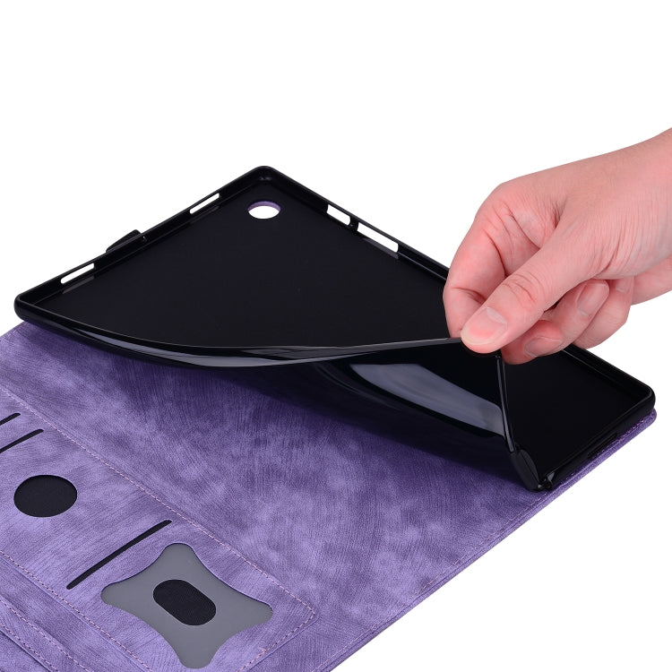 Sandsberg | Für Lenovo Tab M11 / Xiaoxin Pad 11 2024 Cartoon Sakura Cat Prägeleder Tablet-Hülle (Lila)