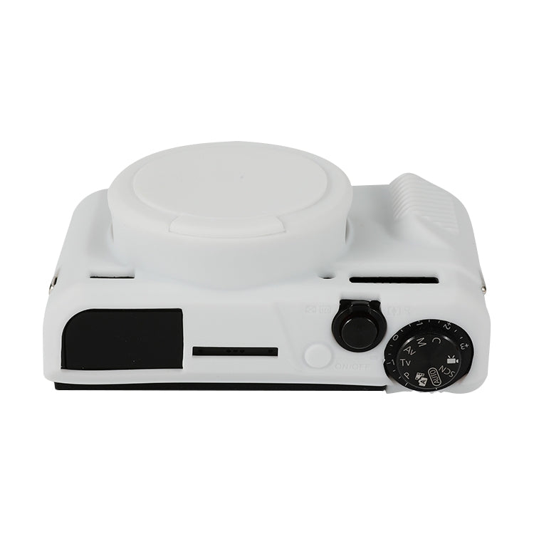 For Canon PowerShot G7 X Mark II / G7X2 Soft Silicone Protective Case with Lens Cover(White)