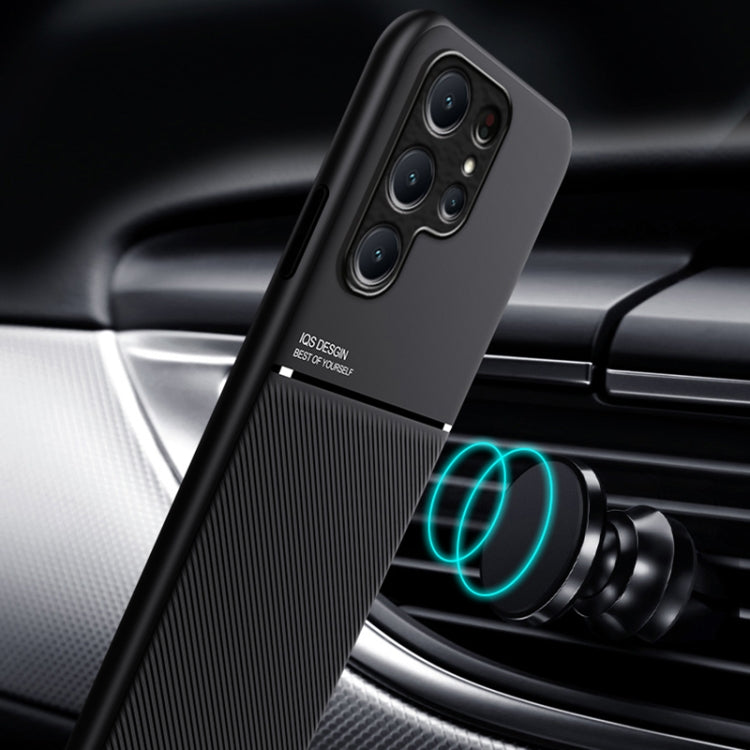 Für Samsung Galaxy S24+ 5G Classic Tilt Strip Grain Magnetische Stoßfeste PC + TPU Hülle (Grün)