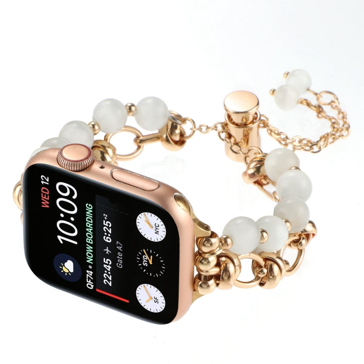 Sandsberg | Für Apple Watch Series 7 45mm Perlenkette Metallarmband Uhrband (Weißgold)