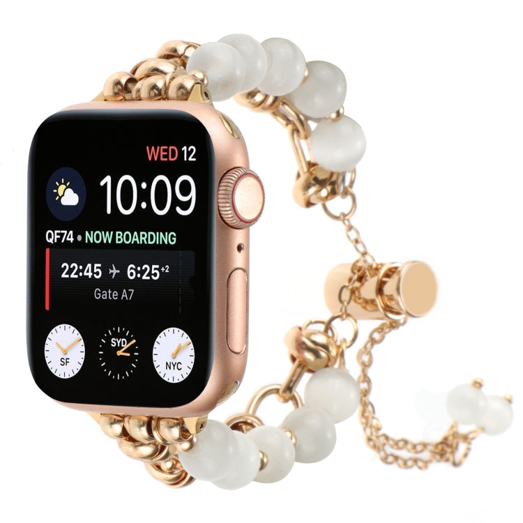 Sandsberg | Für Apple Watch Series 3 42mm Perlenkette Metallarmband Uhrband (Weißgold)