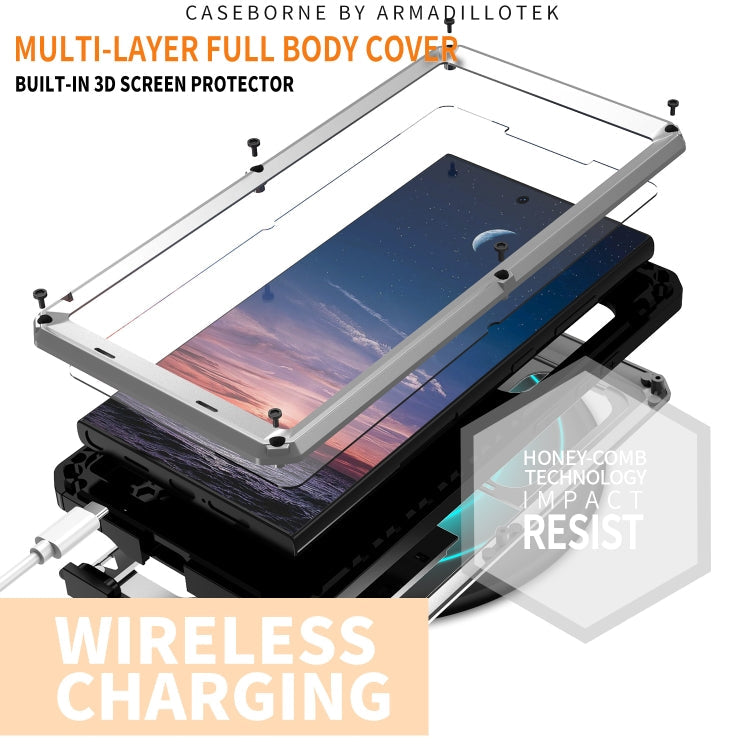 Für Samsung Galaxy S24 Ultra 5G R-JUST Sliding Camera Life Waterproof Holder Handyhülle (Silber)