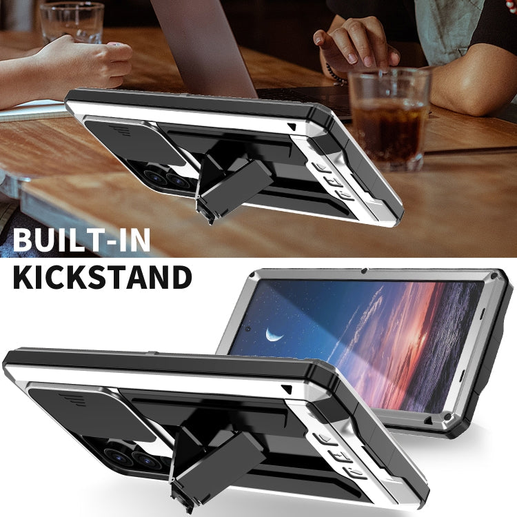 Für Samsung Galaxy S24 Ultra 5G R-JUST Sliding Camera Life Waterproof Holder Handyhülle (Silber)
