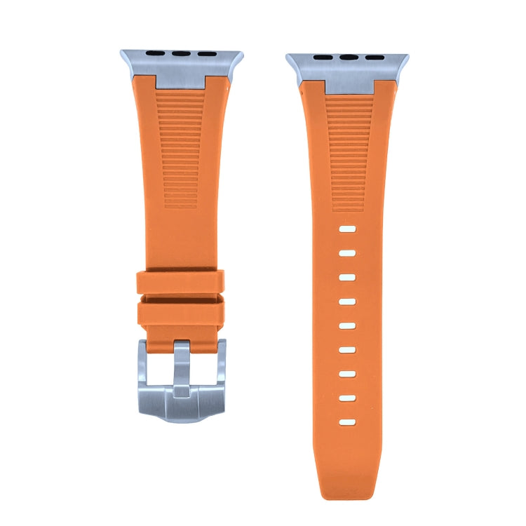 Sandsberg | Für Apple Watch Series 4 44mm Loners Liquid Silicone Uhrband (Silber Orange)