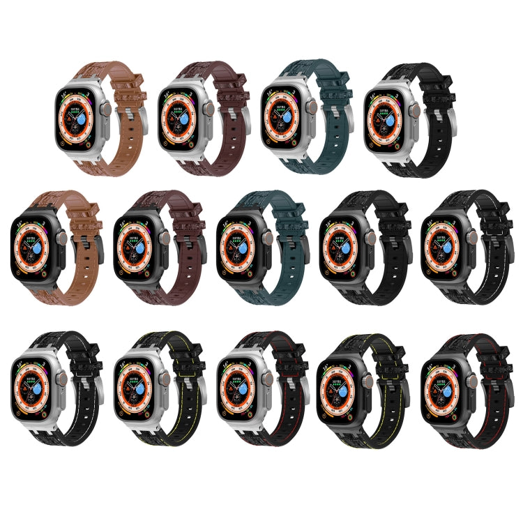 Sandsberg | Für Apple Watch Ultra 2 49mm Krokodile Textur Flüssigsilikon Armband (Schwarz Weiß Schwarz)