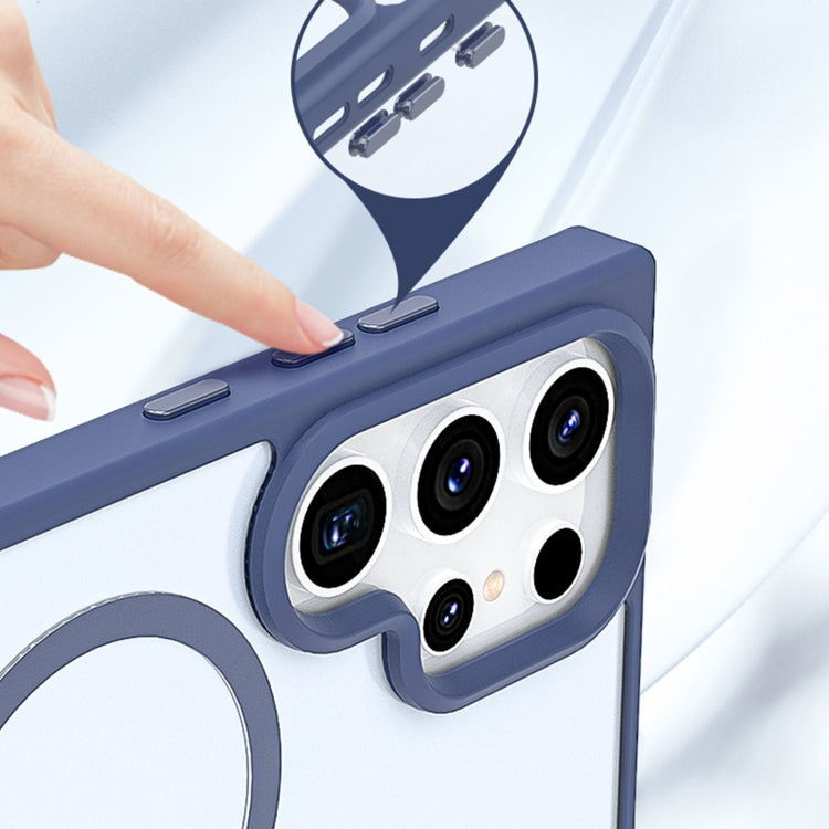 Für Samsung Galaxy S23 Ultra 5G Metallknopf-Hautgefühl Matt MagSafe Stoßfeste Telefonhülle (Lavendelgrau)
