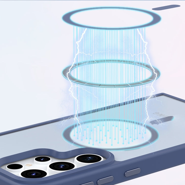 Für Samsung Galaxy S23 Ultra 5G Metallknopf-Hautgefühl Matt MagSafe Stoßfeste Telefonhülle (Lavendelgrau)