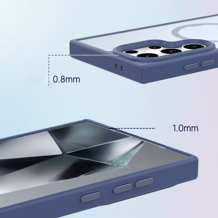 Für Samsung Galaxy S23 Ultra 5G Metallknopf-Hautgefühl Matt MagSafe Stoßfeste Telefonhülle (Lavendelgrau)