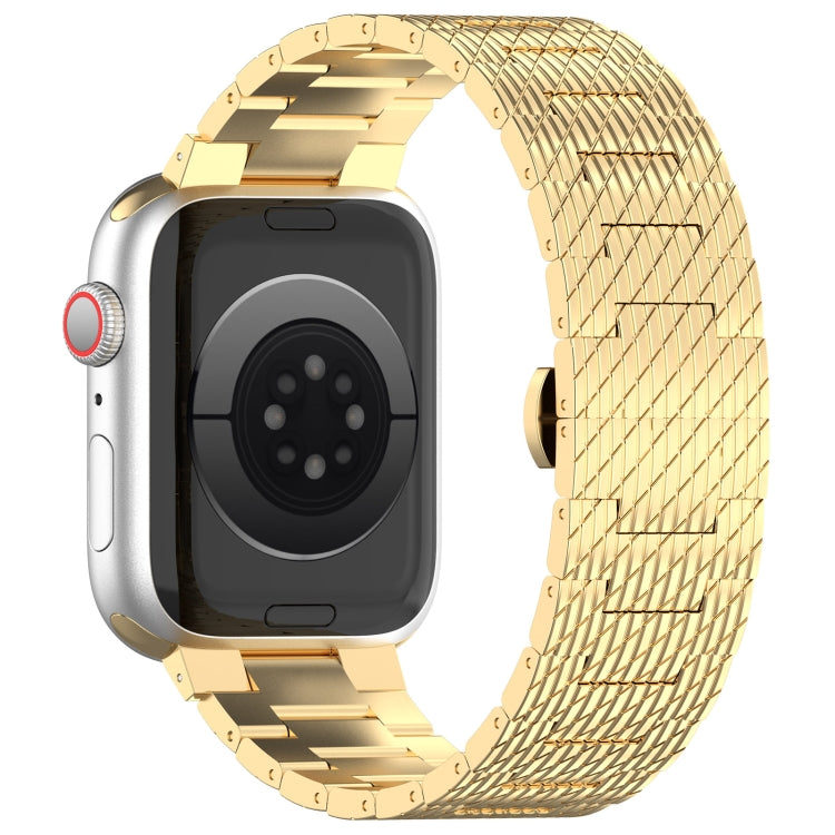 Sandsberg | Für Apple Watch Series 9 45mm Twill Edelstahl Armband (Gold)