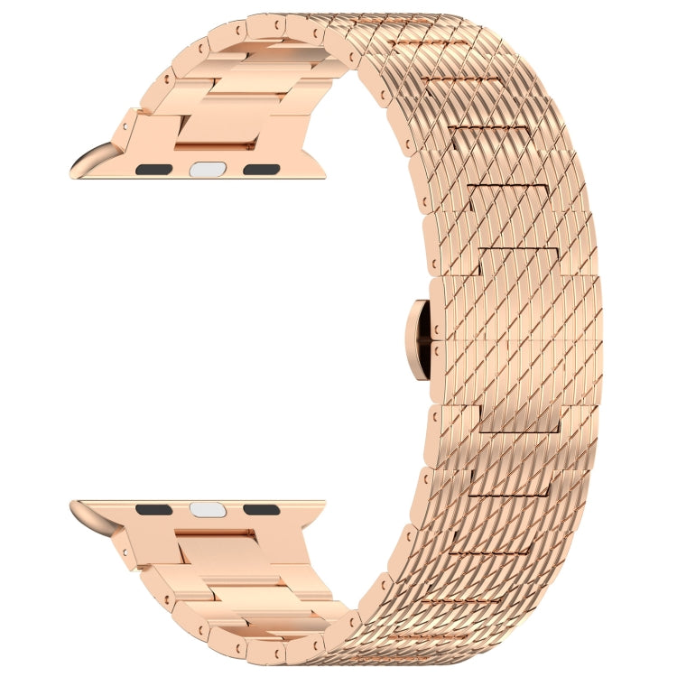 Sandsberg | Für Apple Watch Series 9 45mm Twill Edelstahl Armband (Roségold)