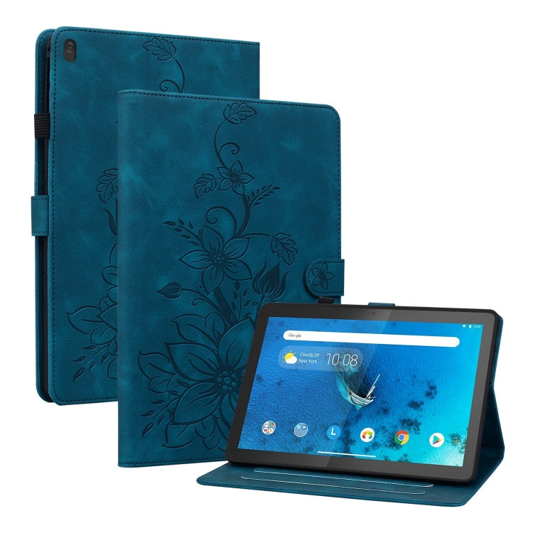 Sandsberg | Voor Lenovo Tab M10 X605 /M10 HD X505 Lily Geëmbosseerde Leren Tabletcase (Donkerblauw)