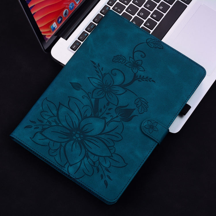 Sandsberg | Voor Lenovo Tab M10 X605 /M10 HD X505 Lily Geëmbosseerde Leren Tabletcase (Donkerblauw)
