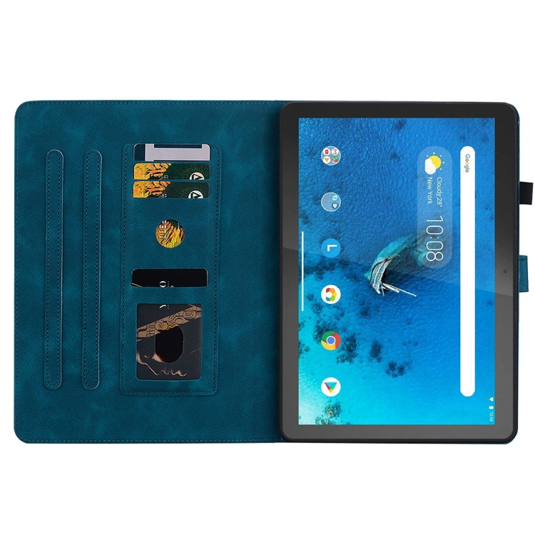 Sandsberg | Voor Lenovo Tab M10 X605 /M10 HD X505 Lily Geëmbosseerde Leren Tabletcase (Donkerblauw)