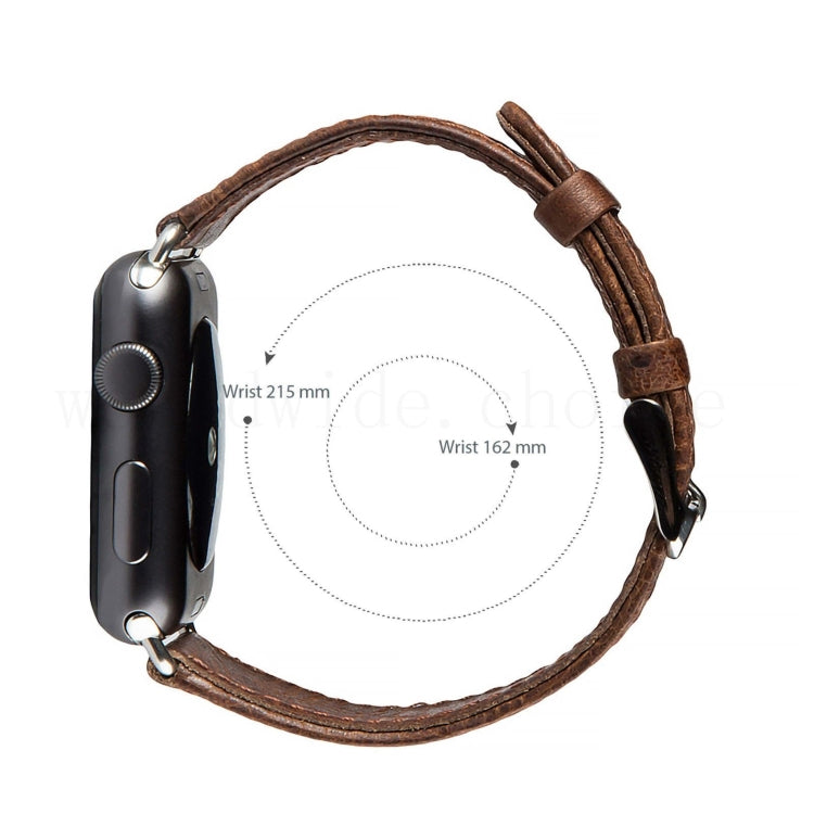 Sandsberg | Für Apple Watch Series 7 41mm / 6 & SE & 5 & 4 40mm / 3 & 2 & 1 38mm Square Tail Retro Crazy Horse Textur Leder Uhr Band (Dunkelbraun)