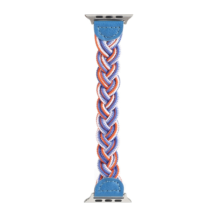 Sandsberg | Elastisches gewebtes Uhrenband für Apple Watch Series 7 45mm / 6 & SE & 5 & 4 44mm / 3 & 2 & 1 42mm, Länge:150mm(Blaue Weiße Orange)