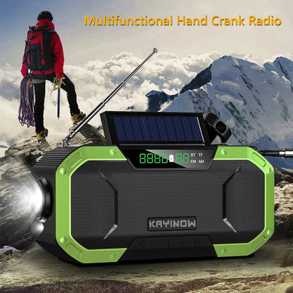 Radiopro | Tragbarer Notradio mit AM/FM, Solar- und Handkurbel, USB-aufladbar, Wiederaufladbare AA-Batterien