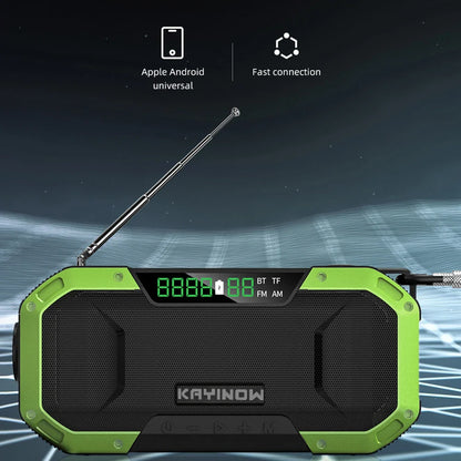 Radiopro | Tragbarer Notradio mit AM/FM, Solar- und Handkurbel, USB-aufladbar, Wiederaufladbare AA-Batterien