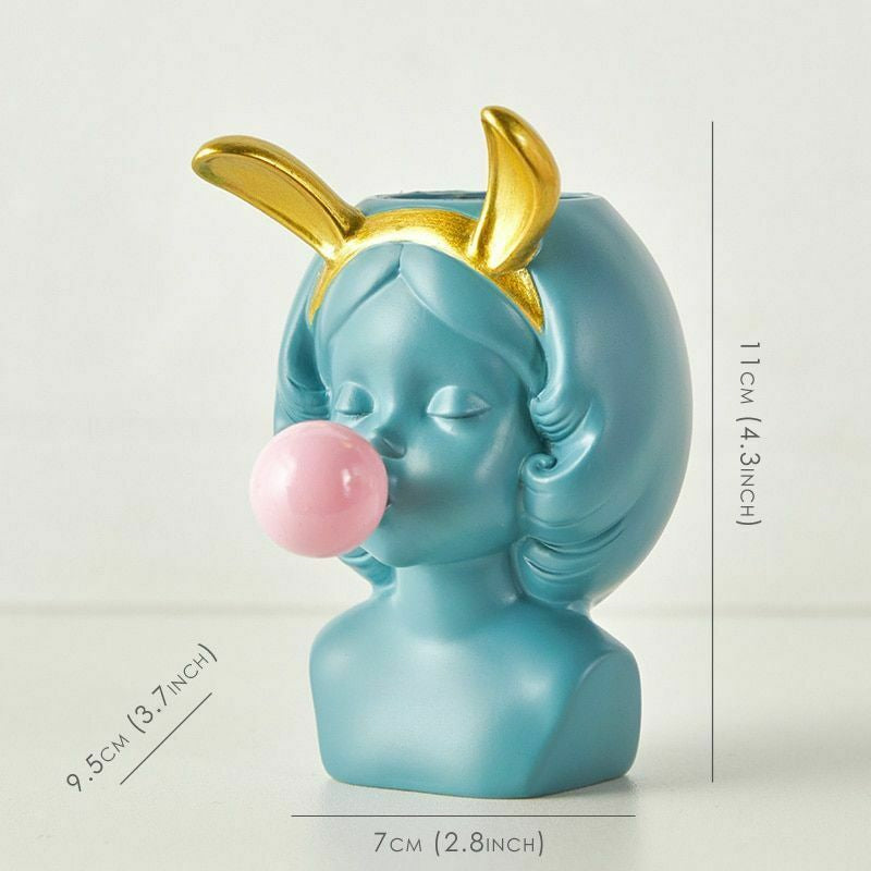 Süße Bubblegum Mädchen Keramik Gesicht Vase