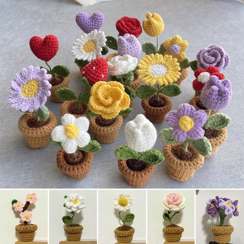 Handgemachte gestrickte Blumen