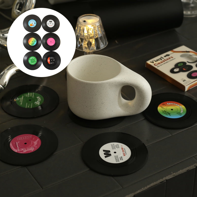 Vinyl-Schallplatten-Untersetzer mit retro Schallplattenspieler-Halter