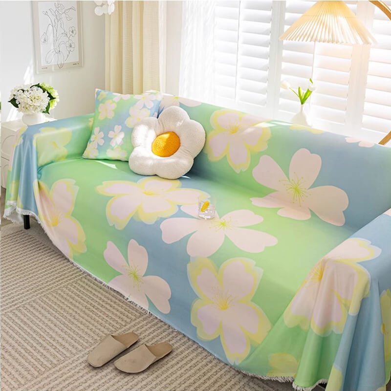 Floral Cooling Ice Silk Vollschutz Möbel Schutz Couchbezug