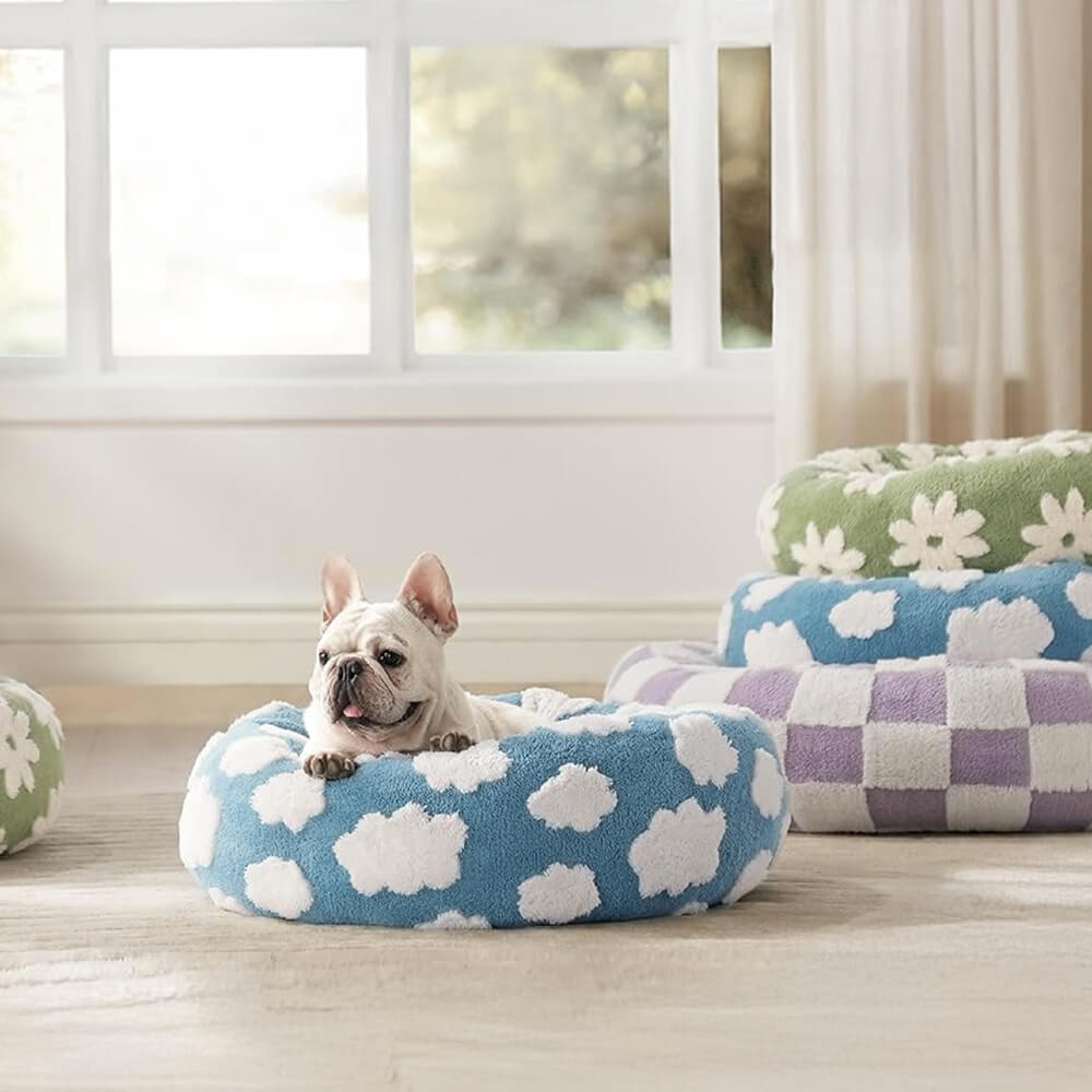 Eleganz Floral Schachbrett Orthopädisch Warm Waschbar Hund & Katze Ded