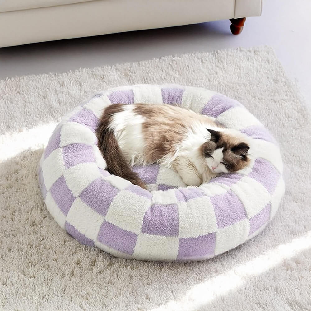 Eleganz Floral Schachbrett Orthopädisch Warm Waschbar Hund & Katze Ded