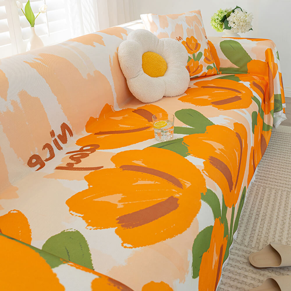 Floral Cooling Ice Silk Vollschutz Möbel Schutz Couchbezug