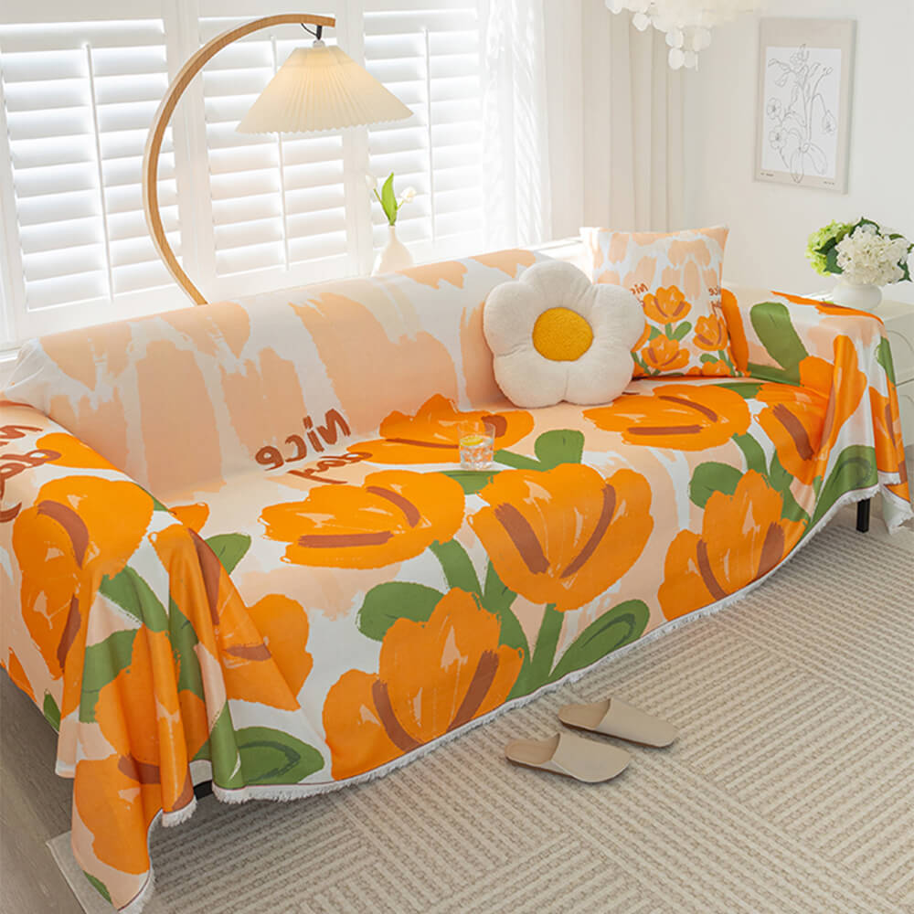 Floral Cooling Ice Silk Vollschutz Möbel Schutz Couchbezug