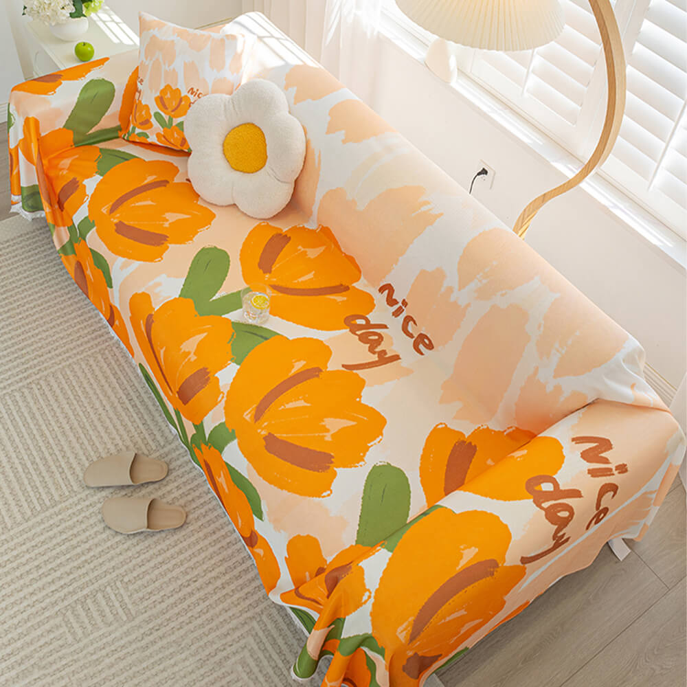 Floral Cooling Ice Silk Vollschutz Möbel Schutz Couchbezug