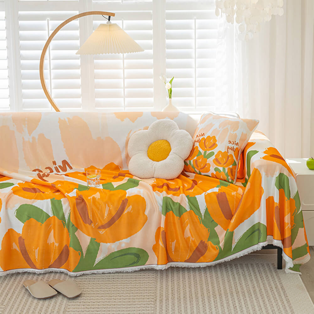 Floral Cooling Ice Silk Vollschutz Möbel Schutz Couchbezug