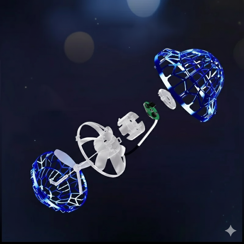 Sandsberg | Handbetriebenes UFO-Fliegendes Ballspielzeug – Schwebende Drohne mit LED-Lichtern, Bumerang-Effekt, Perfektes Weihnachtsgeschenk für Kinder