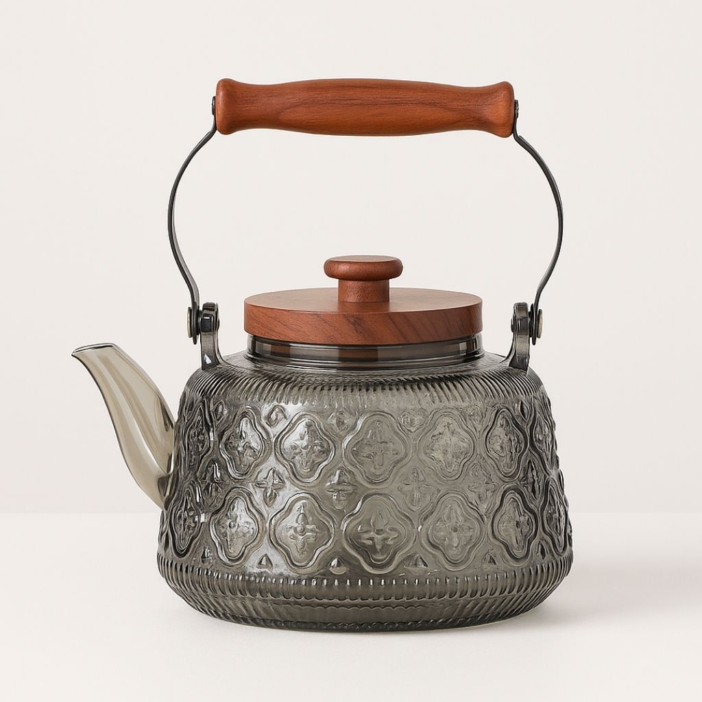 Sandsberg | Zoie Glas Teekanne mit Sieb – Hitzebeständiger 1000ml Borosilikat-Kessel mit Holzgriff