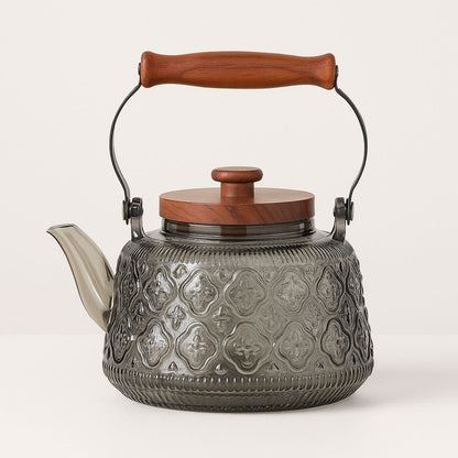 Sandsberg | Zoie Glas Teekanne mit Sieb – Hitzebeständiger 1000ml Borosilikat-Kessel mit Holzgriff