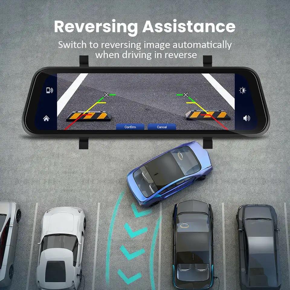 Sandsberg | VisionMirror Pro – Ultra HD Spiegel Dash Cam mit kabellosem CarPlay & Android Auto