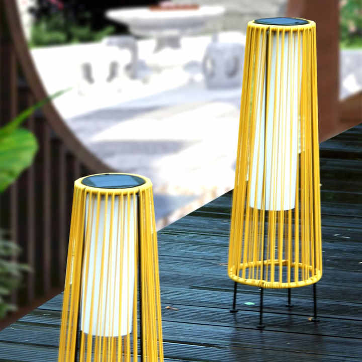 Sandsberg | Solar LED Rattan-Laterne – Große Außenbeleuchtung im Oval-Design für Garten und Terrasse