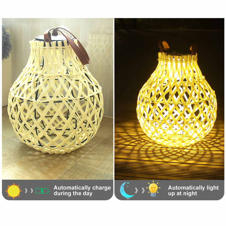 Sandsberg | Solar LED Rattan-Laterne – Große Außenbeleuchtung im Oval-Design für Garten und Terrasse