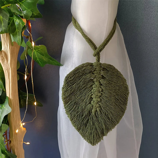 Boho Blatt Makramee Vorhangbindemittel