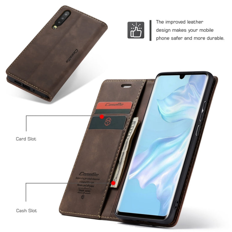 Sandsberg | CaseMe-013 Multifunktionale Retro Matt Horizontale Klapp-Lederhülle für Huawei P30, mit Kartenfach & Halter & Geldbörse (Kaffee)