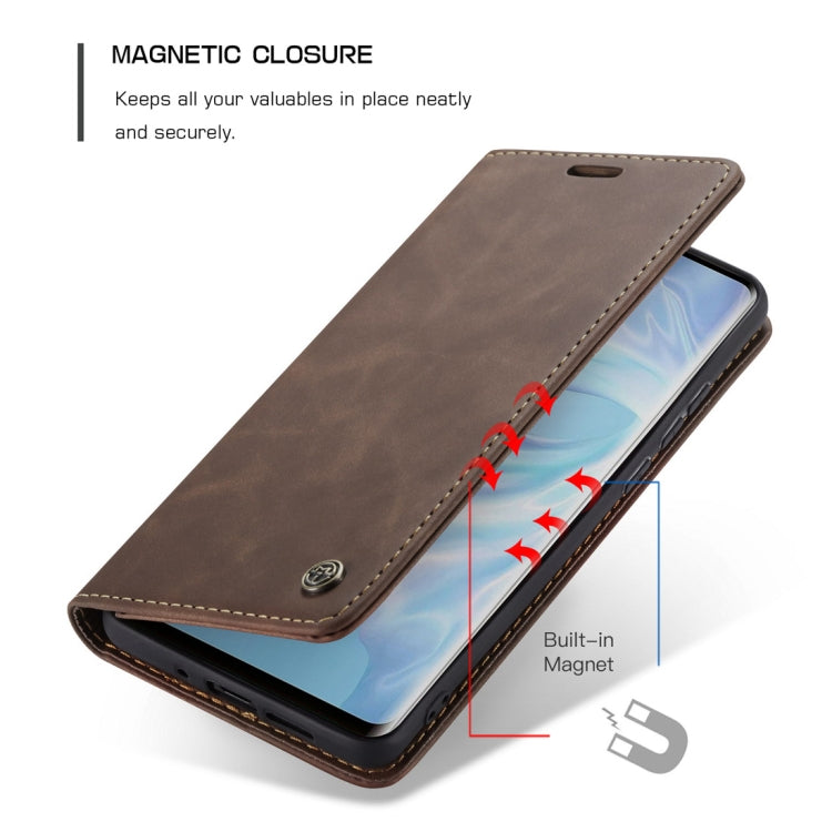 Sandsberg | CaseMe-013 Multifunktionale Retro Matt Horizontale Klapp-Lederhülle für Huawei P30, mit Kartenfach & Halter & Geldbörse (Kaffee)