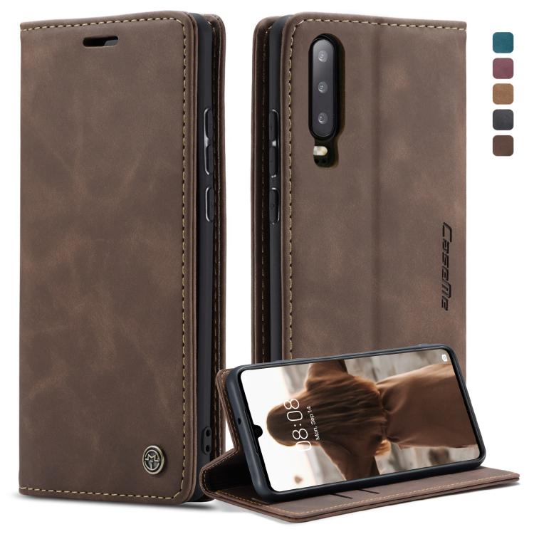 Sandsberg | CaseMe-013 Multifunktionale Retro Matt Horizontale Klapp-Lederhülle für Huawei P30, mit Kartenfach & Halter & Geldbörse (Kaffee)