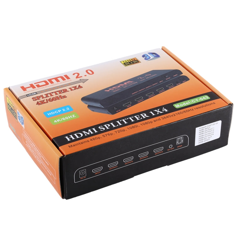 Sandsberg | CY-042 1X4 HDMI 2.0 4K/60Hz Splitter, EU Stecker